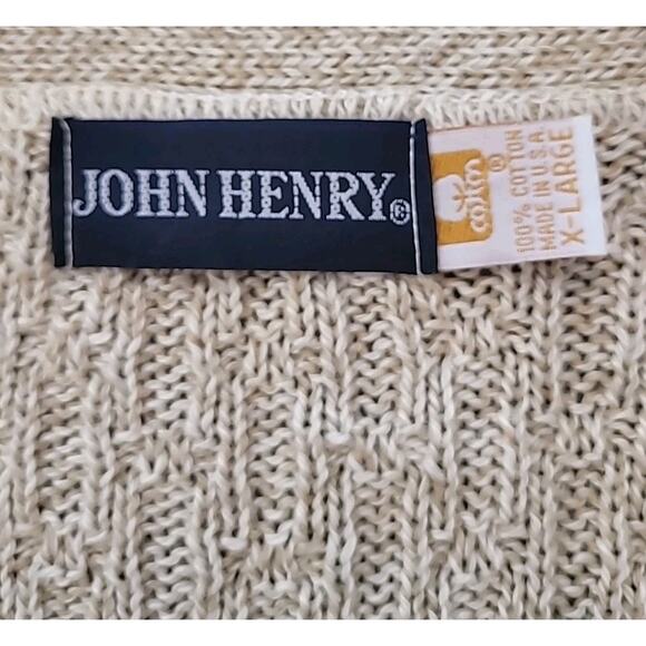 VTG John Henry USA Cardigan  XL Beige Old Money Heritage Cabin Collegiate Core - Picture 6 of 9